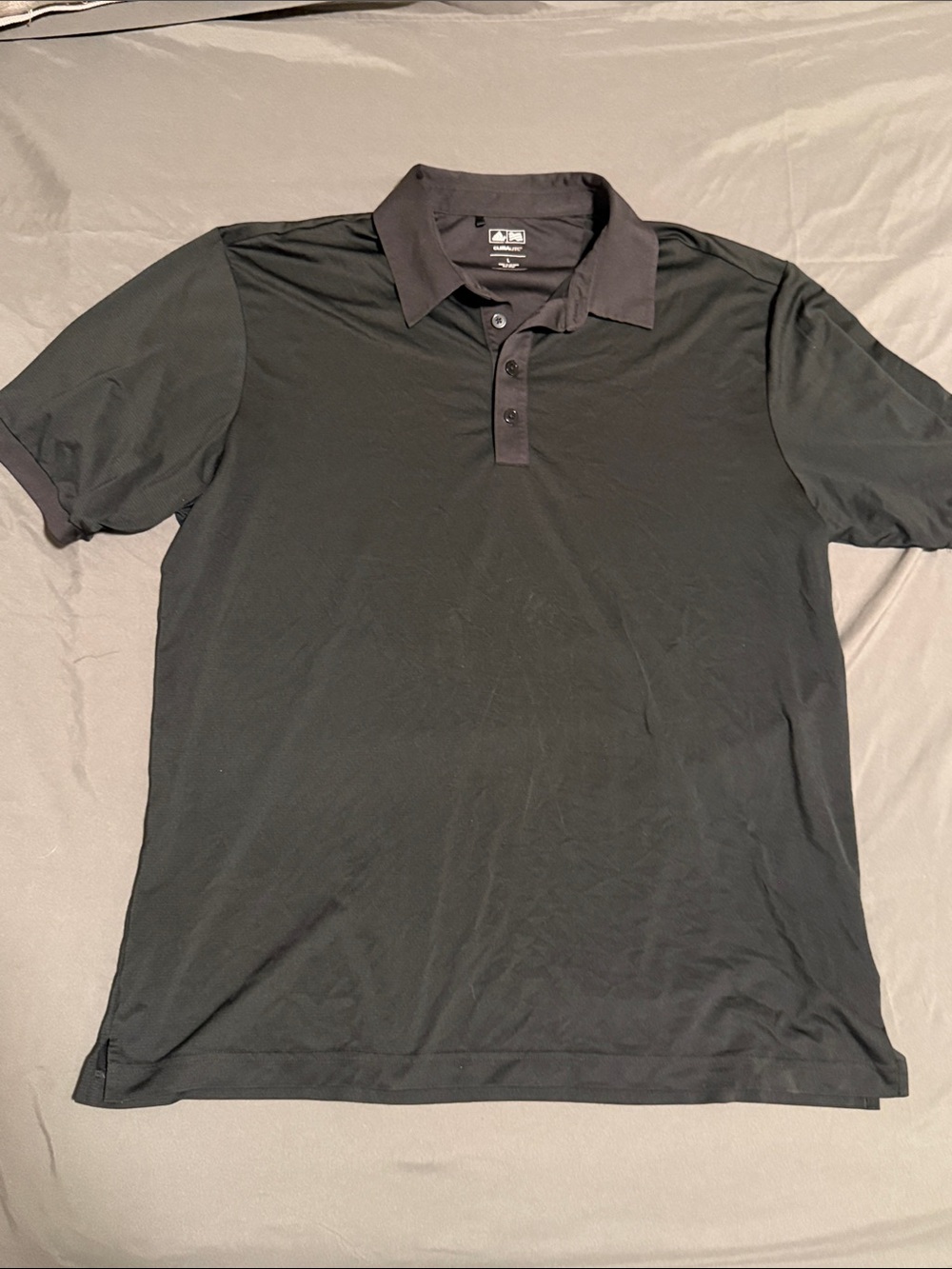 adidas Black Short-Sleeve Polo with Dark Contrast Collar